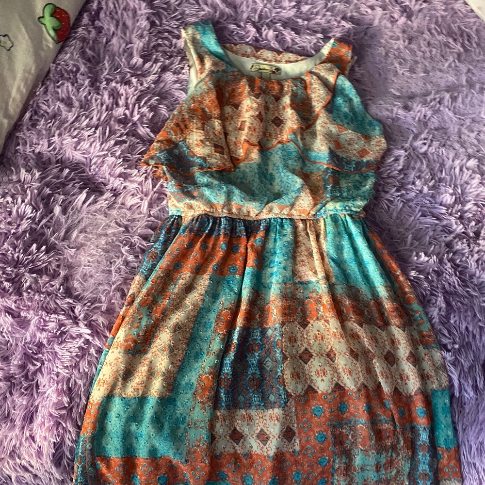 Multi Color Patterned Youths Dress